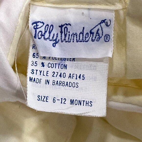 Polly Flinders Vintage Baby Dress Yellow White Lace Trim & Smocking 6-12 Months - Picture 7 of 8